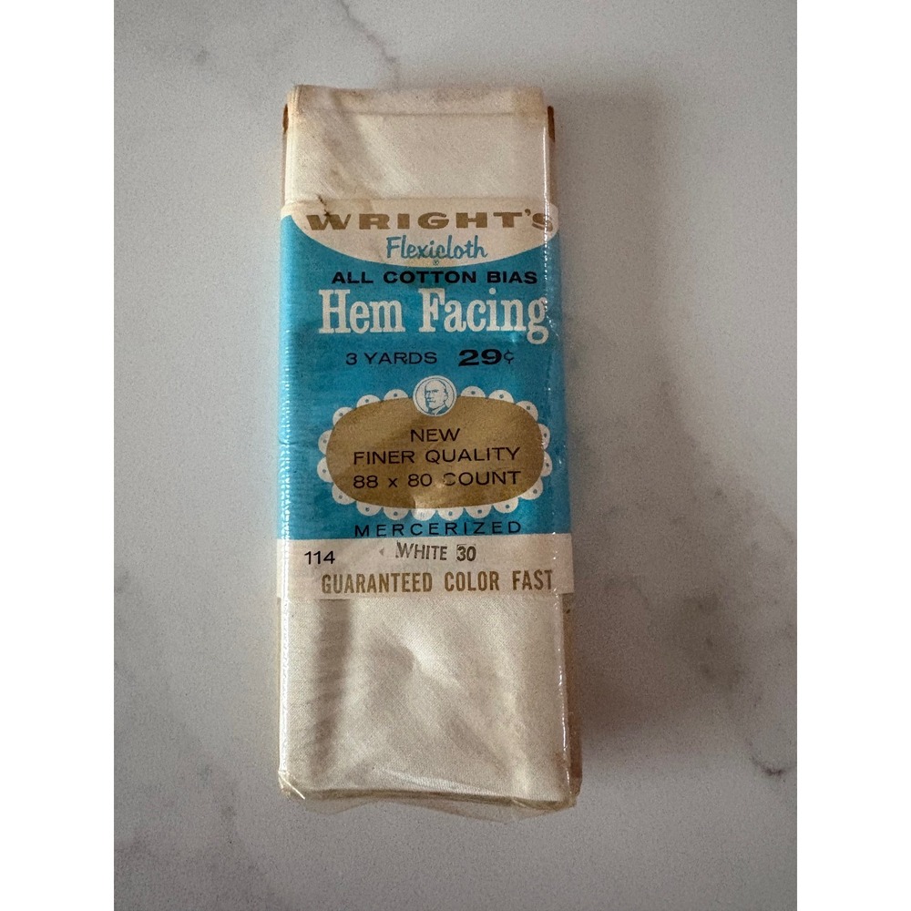Vintage Wrights Flexicoth All Cotton Bias Hem Facing White 30 3 Yards